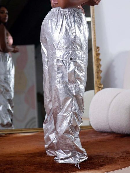 High Waist Drawstring Side Pocket Pants AT9012