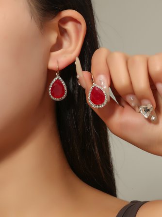 Vintage Natural Stone Drop Shaped Diamond Earrings Banquet Party Everyday Jewelry QAG52