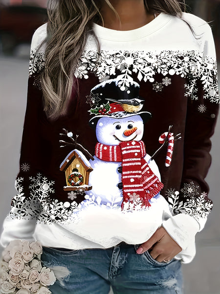 Christmas Snowman Print Sweatshirt FH8413 Furdela