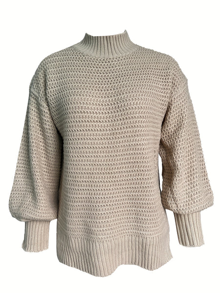 Solid Mock Neck Chunky Knit Sweater EY8521 Furdela