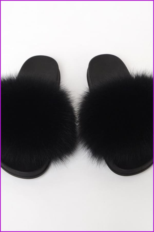 {5-7 days wait for make} Colorful PVC Sole Real Fur Slides F587 - Furdela