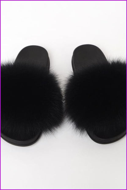{5-7 days wait for make} Colorful PVC Sole Real Fur Slides F587 - Furdela