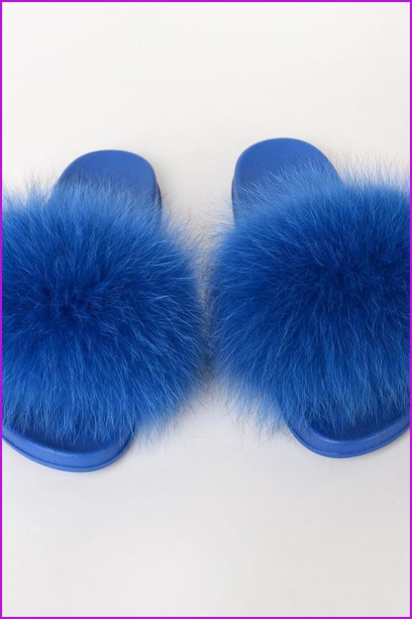 {5-7 days wait for make} Colorful PVC Sole Real Fur Slides F587 - Furdela