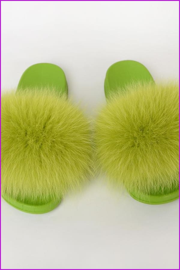 {5-7 days wait for make} Colorful PVC Sole Real Fur Slides F587 - Furdela