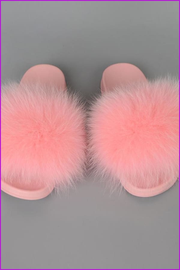 {5-7 days wait for make} Colorful PVC Sole Real Fur Slides F587 - Furdela
