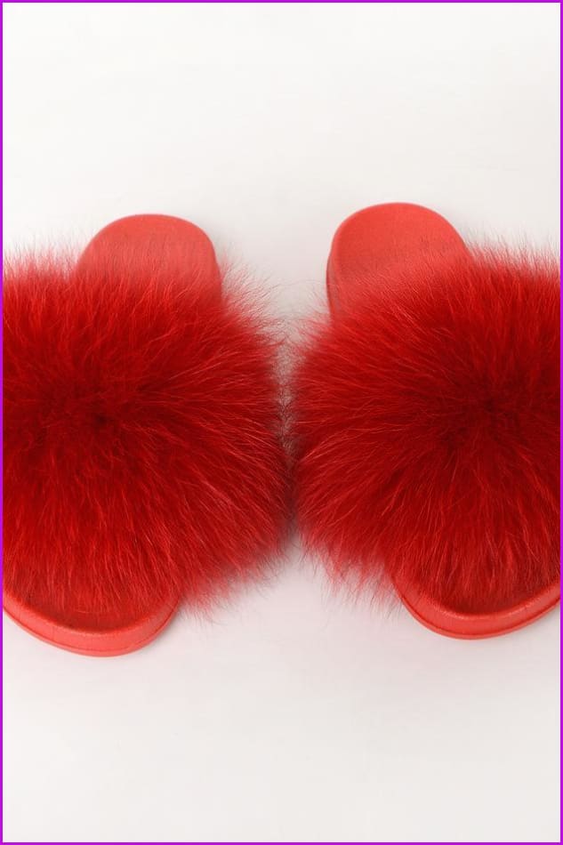 {5-7 days wait for make} Colorful PVC Sole Real Fur Slides F587 - Furdela