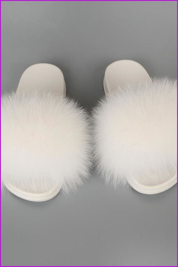{5-7 days wait for make} Colorful PVC Sole Real Fur Slides F587 - Furdela
