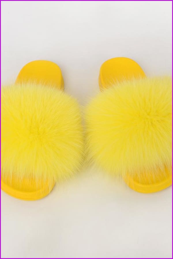 {5-7 days wait for make} Colorful PVC Sole Real Fur Slides F587 - Furdela