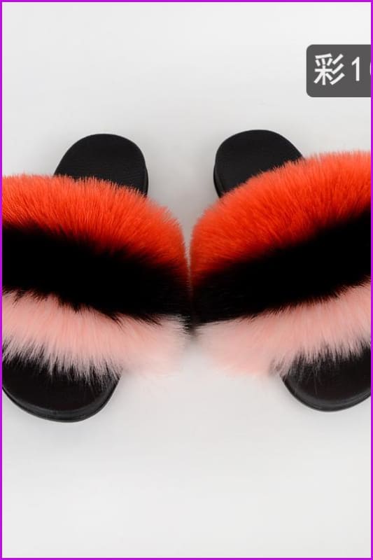 {5-7 days wait for make} New Color Faux Fox Fur Slides F601 - Furdela
