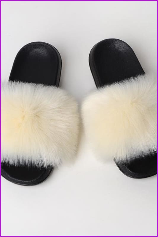 {5-7 days wait for make} New Color Faux Fox Fur Slides F602 - Furdela