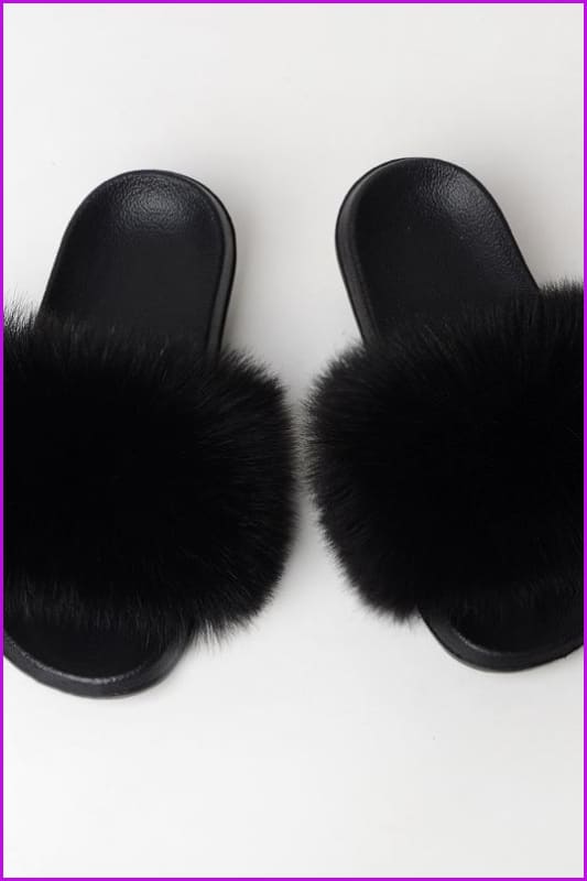 {5-7 days wait for make} New Color Faux Fox Fur Slides F602 - Furdela