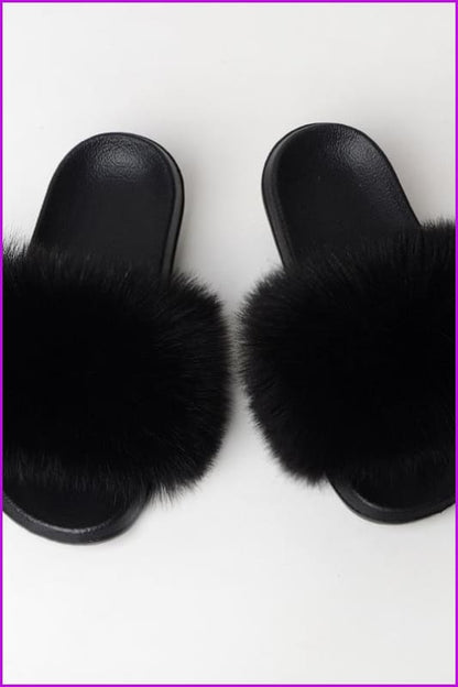 {5-7 days wait for make} New Color Faux Fox Fur Slides F602 - Furdela