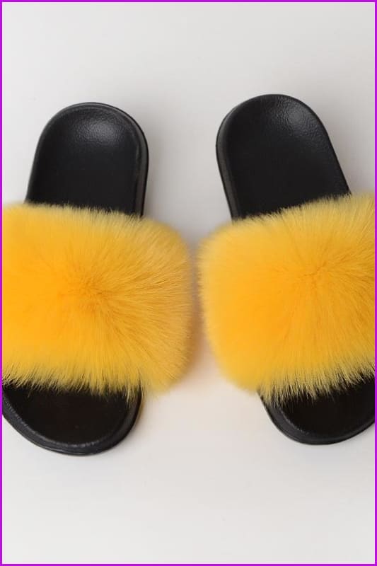 {5-7 days wait for make} New Color Faux Fox Fur Slides F602 - Furdela