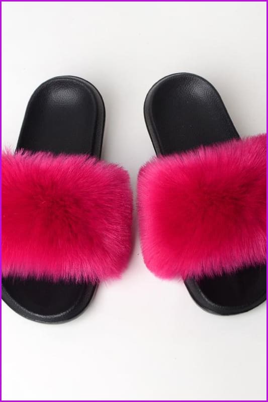 {5-7 days wait for make} New Color Faux Fox Fur Slides F602 - Furdela