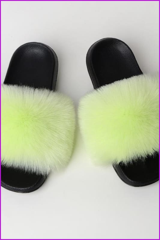 {5-7 days wait for make} New Color Faux Fox Fur Slides F602 - Furdela