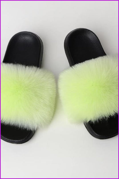 {5-7 days wait for make} New Color Faux Fox Fur Slides F602 - Furdela