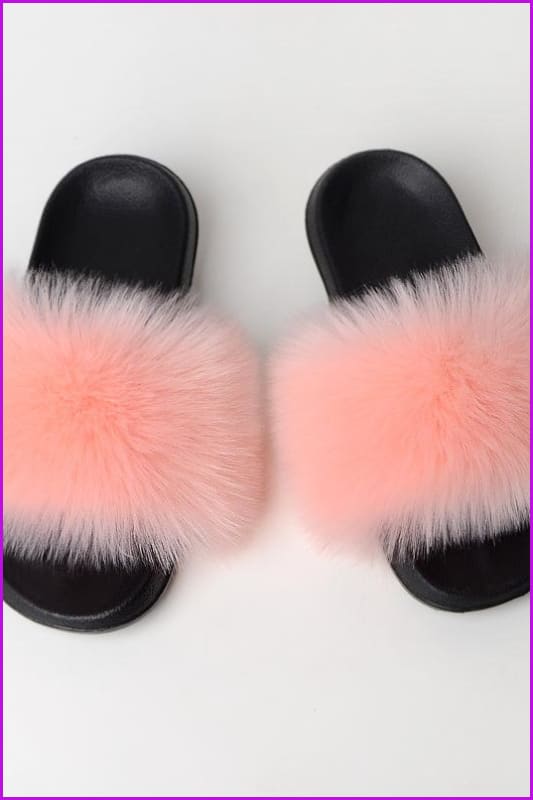{5-7 days wait for make} New Color Faux Fox Fur Slides F602 - Furdela