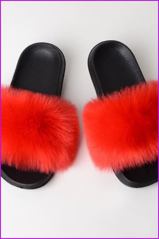 {5-7 days wait for make} New Color Faux Fox Fur Slides F602 - Furdela