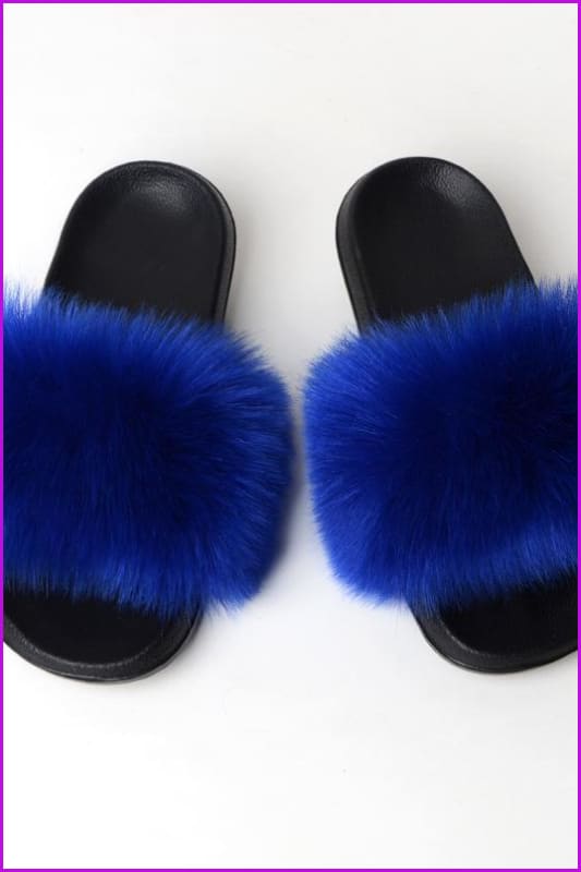 {5-7 days wait for make} New Color Faux Fox Fur Slides F602 - Furdela