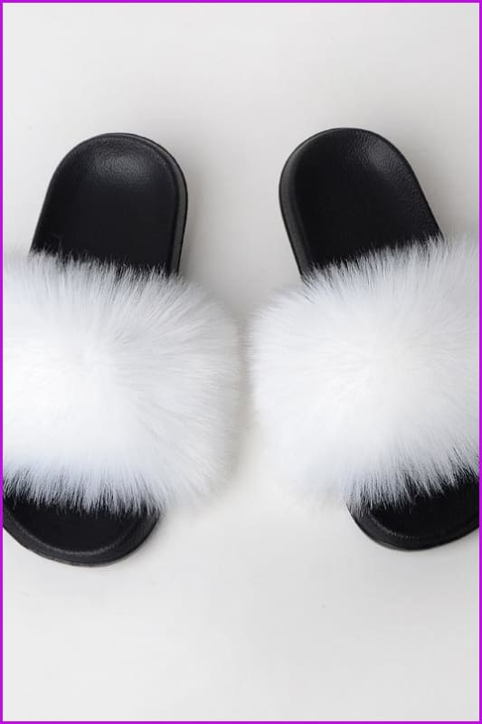 {5-7 days wait for make} New Color Faux Fox Fur Slides F602 - Furdela