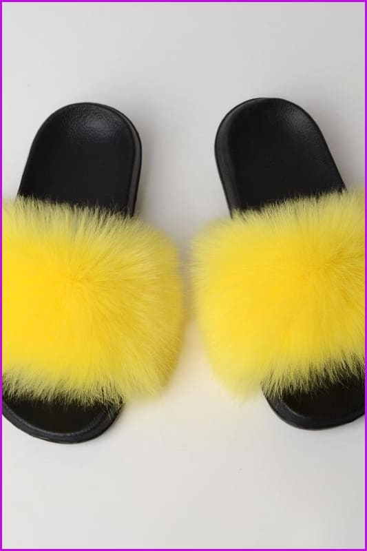 {5-7 days wait for make} New Color Faux Fox Fur Slides F602 - Furdela
