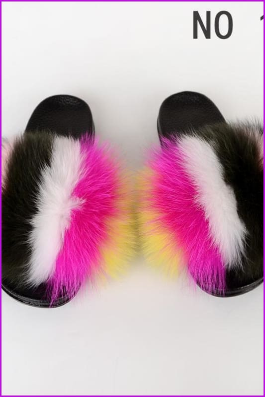 {5-7 days wait for make} New Color Fox Fur Slides F639 - Furdela