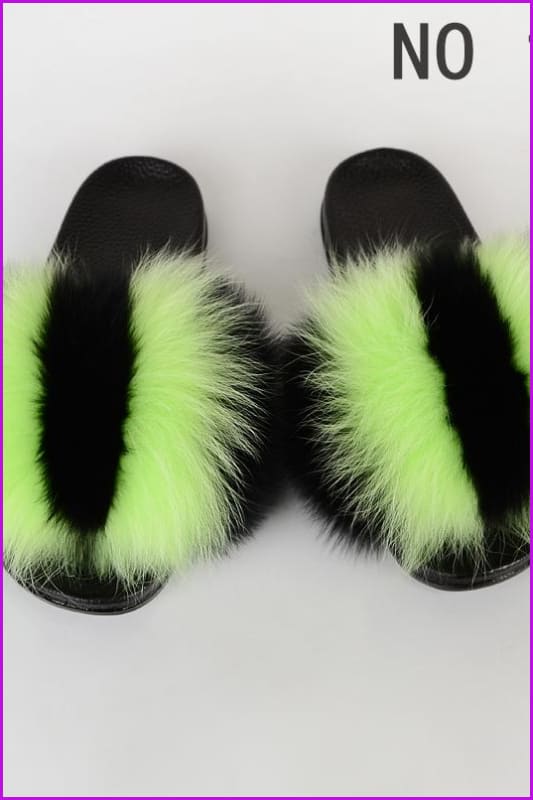 {5-7 days wait for make} New Color Fox Fur Slides F639 - Furdela