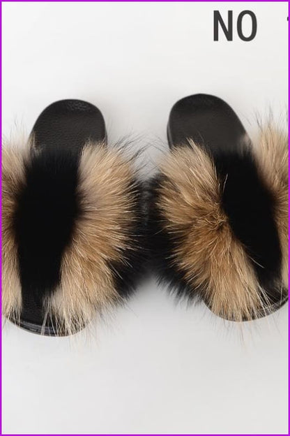 {5-7 days wait for make} New Color Fox Fur Slides F639 - Furdela