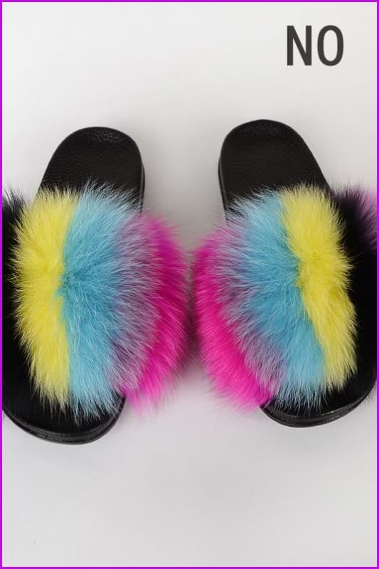 {5-7 days wait for make} New Color Fox Fur Slides F639 - Furdela