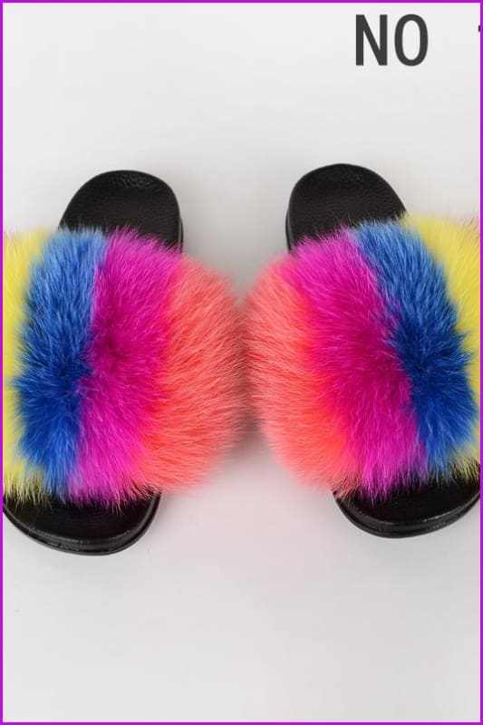{5-7 days wait for make} New Color Fox Fur Slides F639 - Furdela