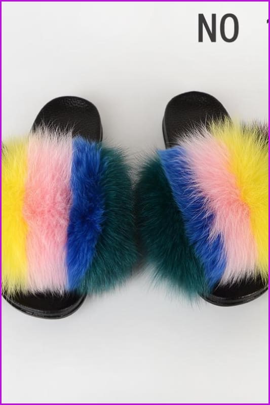 {5-7 days wait for make} New Color Fox Fur Slides F639 - Furdela