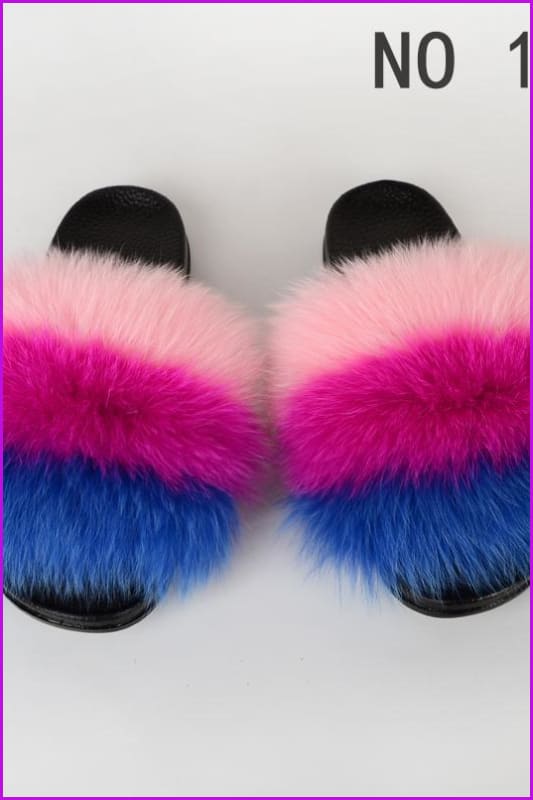 {5-7 days wait for make} New Color Fox Fur Slides F639 - Furdela