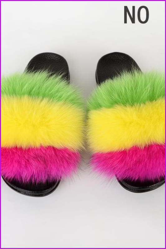 {5-7 days wait for make} New Color Fox Fur Slides F639 - Furdela