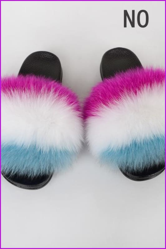 {5-7 days wait for make} New Color Fox Fur Slides F639 - Furdela