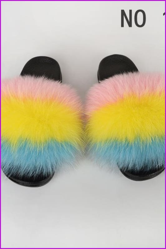 {5-7 days wait for make} New Color Fox Fur Slides F639 - Furdela