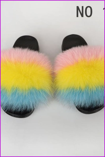 {5-7 days wait for make} New Color Fox Fur Slides F639 - Furdela