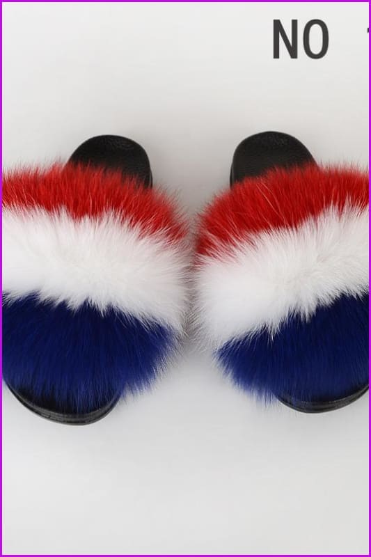 {5-7 days wait for make} New Color Fox Fur Slides F639 - Furdela