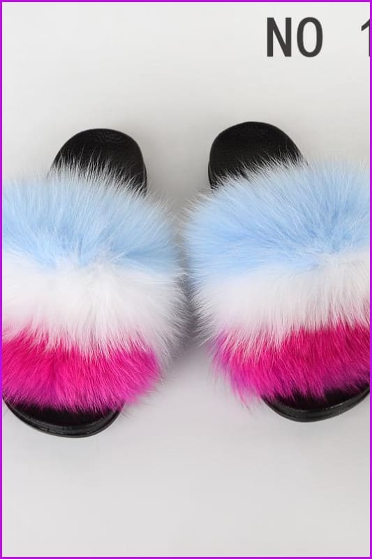 {5-7 days wait for make} New Color Fox Fur Slides F639 - Furdela