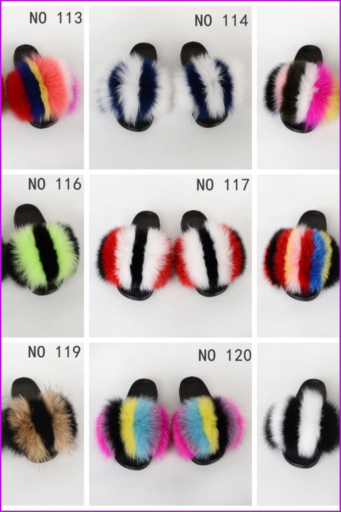 {5-7 days wait for make} New Color Fox Fur Slides F639 - Furdela