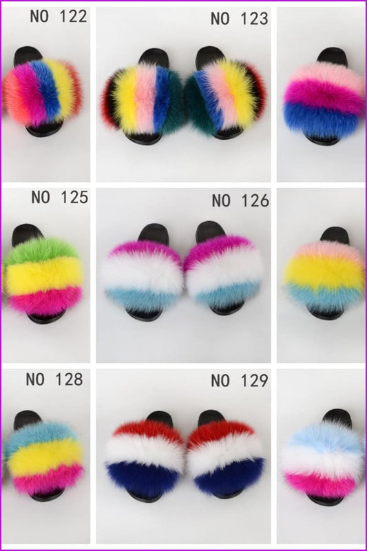 {5-7 days wait for make} New Color Fox Fur Slides F639 - Furdela