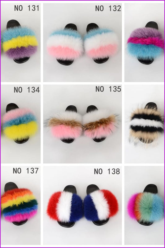 {5-7 days wait for make} New Color Fox Fur Slides F639 - Furdela