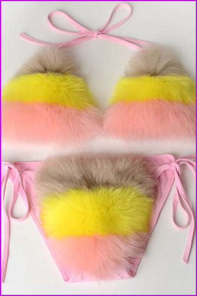 {5-7 days wait for make} New Color Fur Bikinis F957 - Furdela