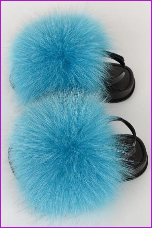{5-7 days wait for make} New Color Kids Fox Fur Slides F701 - Furdela