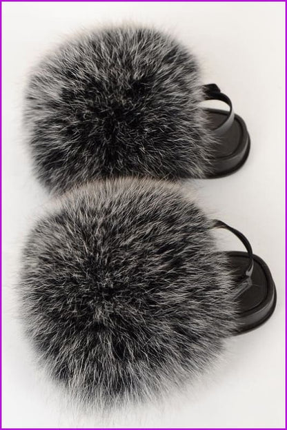 {5-7 days wait for make} New Color Kids Fox Fur Slides F701 - Furdela