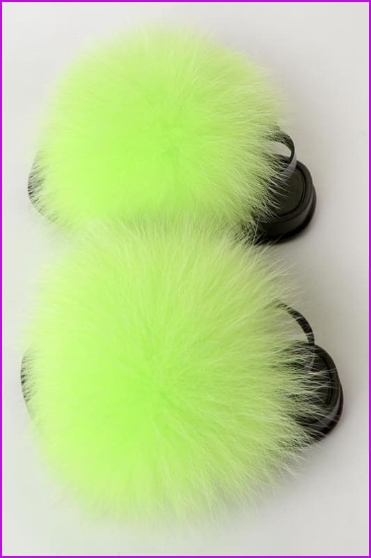 {5-7 days wait for make} New Color Kids Fox Fur Slides F701 - Furdela