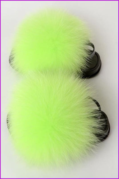 {5-7 days wait for make} New Color Kids Fox Fur Slides F701 - Furdela