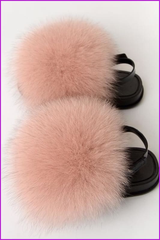 {5-7 days wait for make} New Color Kids Fox Fur Slides F701 - Furdela