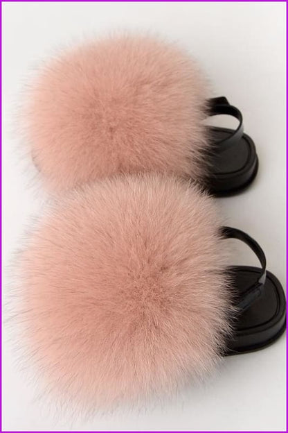 {5-7 days wait for make} New Color Kids Fox Fur Slides F701 - Furdela