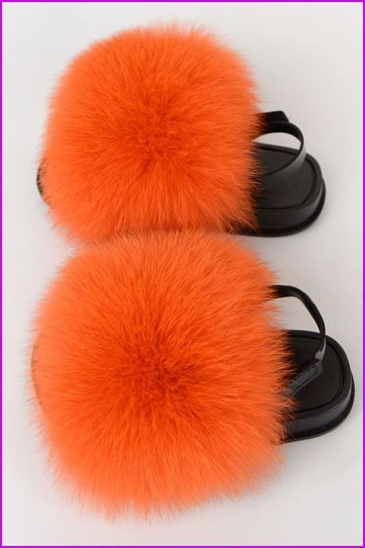 {5-7 days wait for make} New Color Kids Fox Fur Slides F701 - Furdela