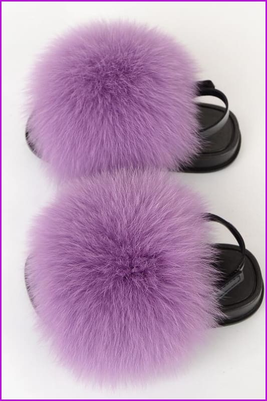 {5-7 days wait for make} New Color Kids Fox Fur Slides F701 - Furdela